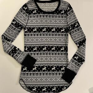 Reindeer Fair Isle Waffle Knit Top- TALL
